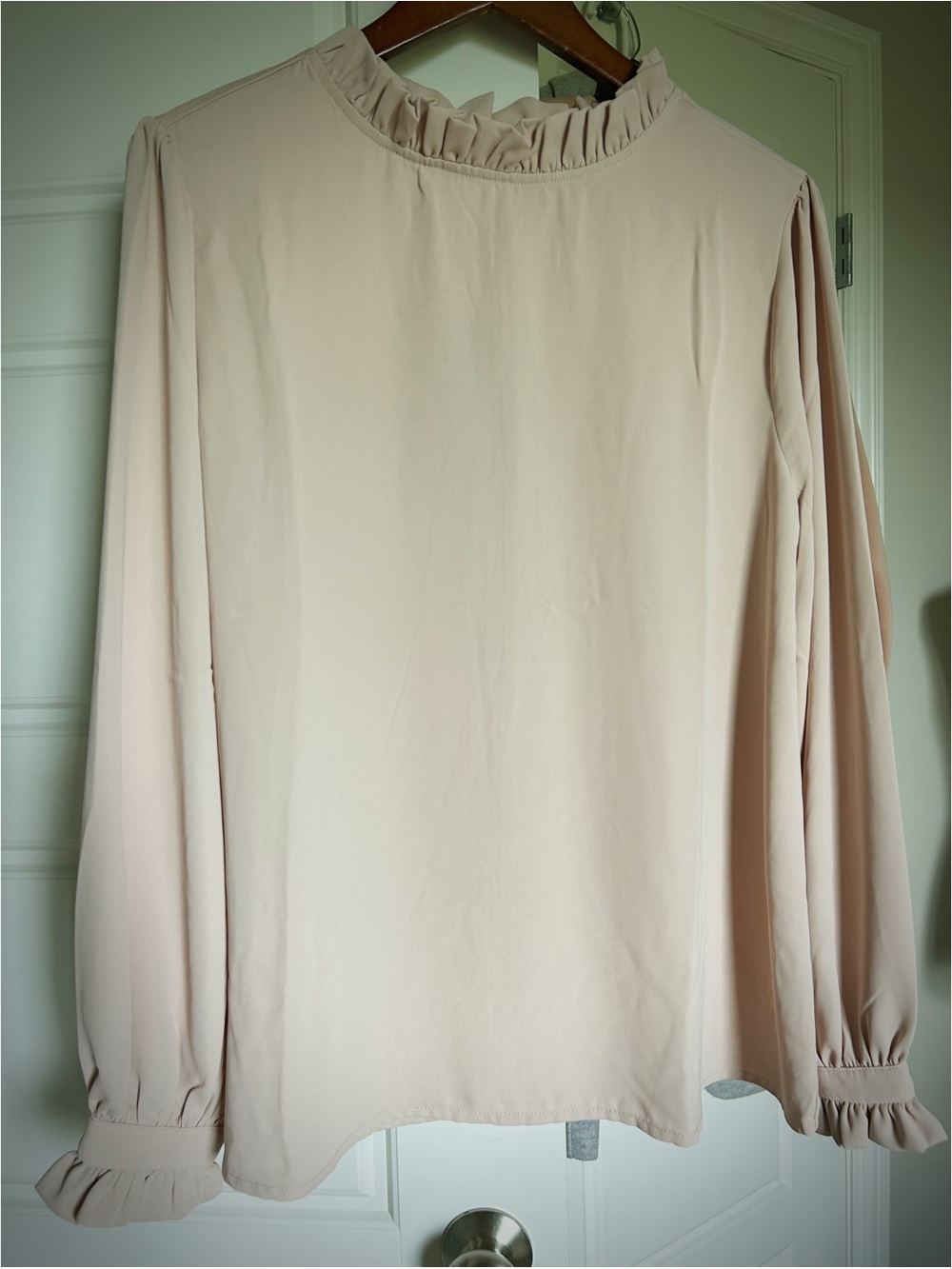 Zenana Blush Nude Dress Blouse Ruffle Cuff Neckline Size XL